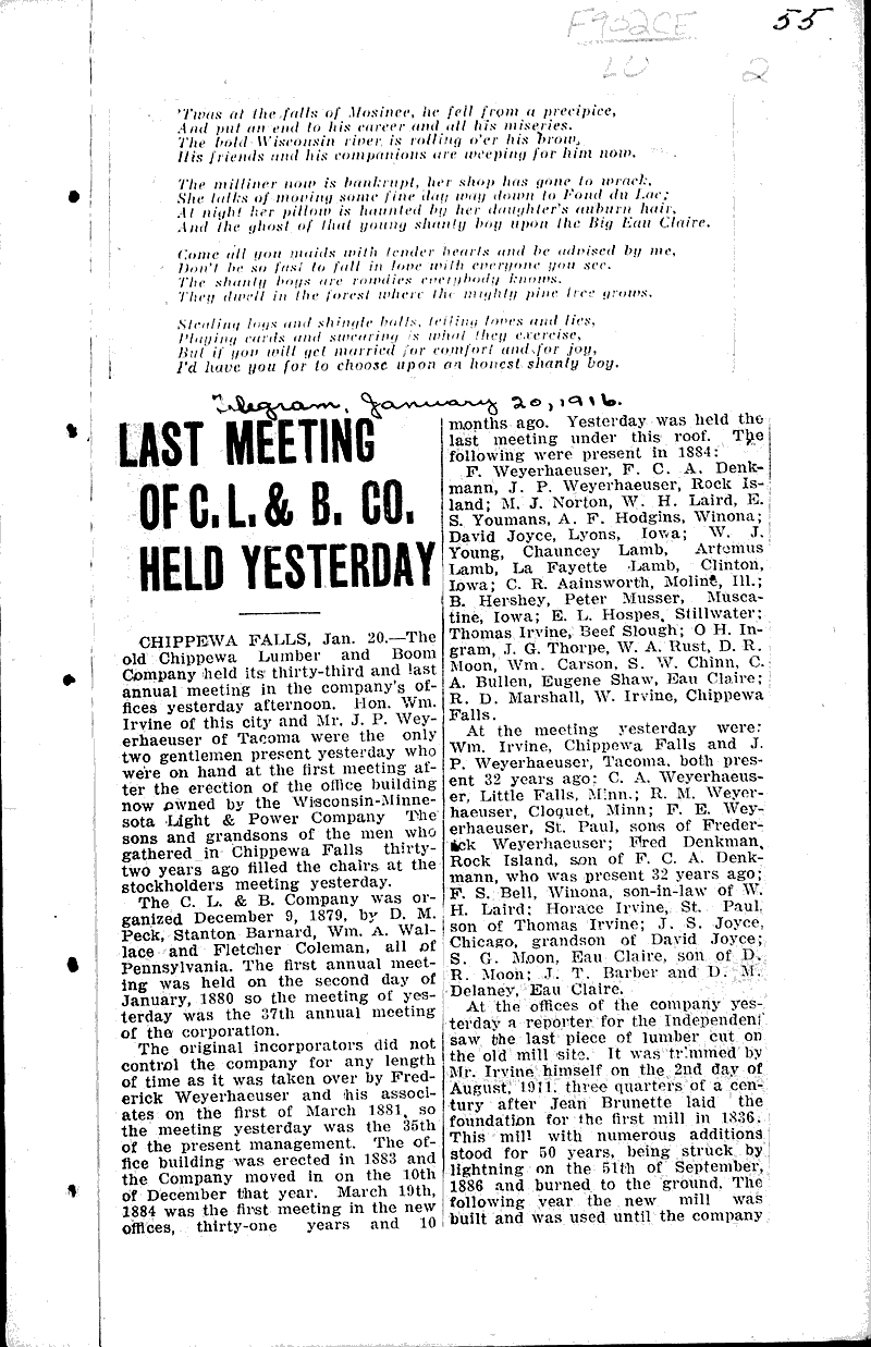  Source: Eau Claire Telegram Topics: Industry Date: 1916-02-02