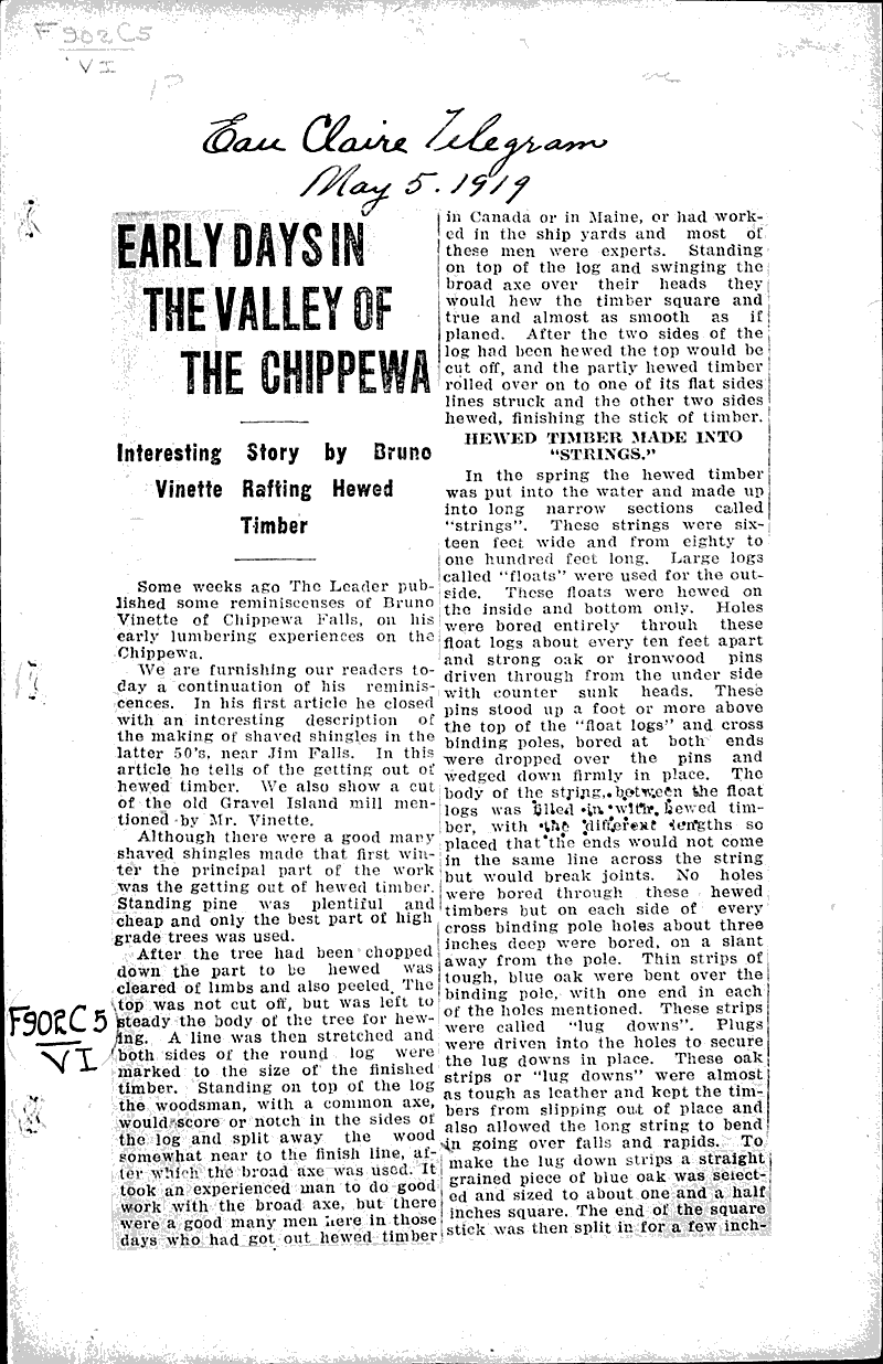  Source: Eau Claire Telegram Date: 1919-05-05