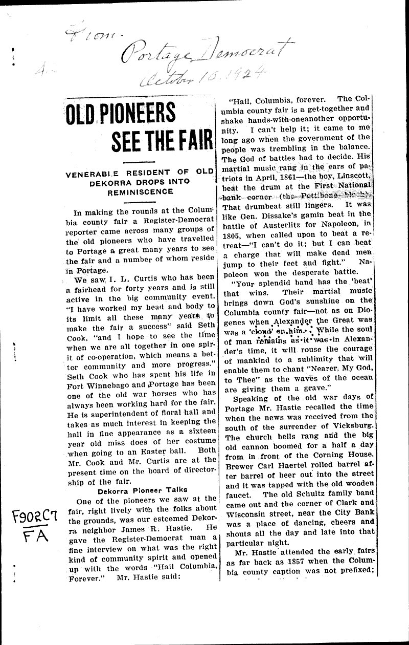  Source: Portage Democrat Date: 1924-10-10