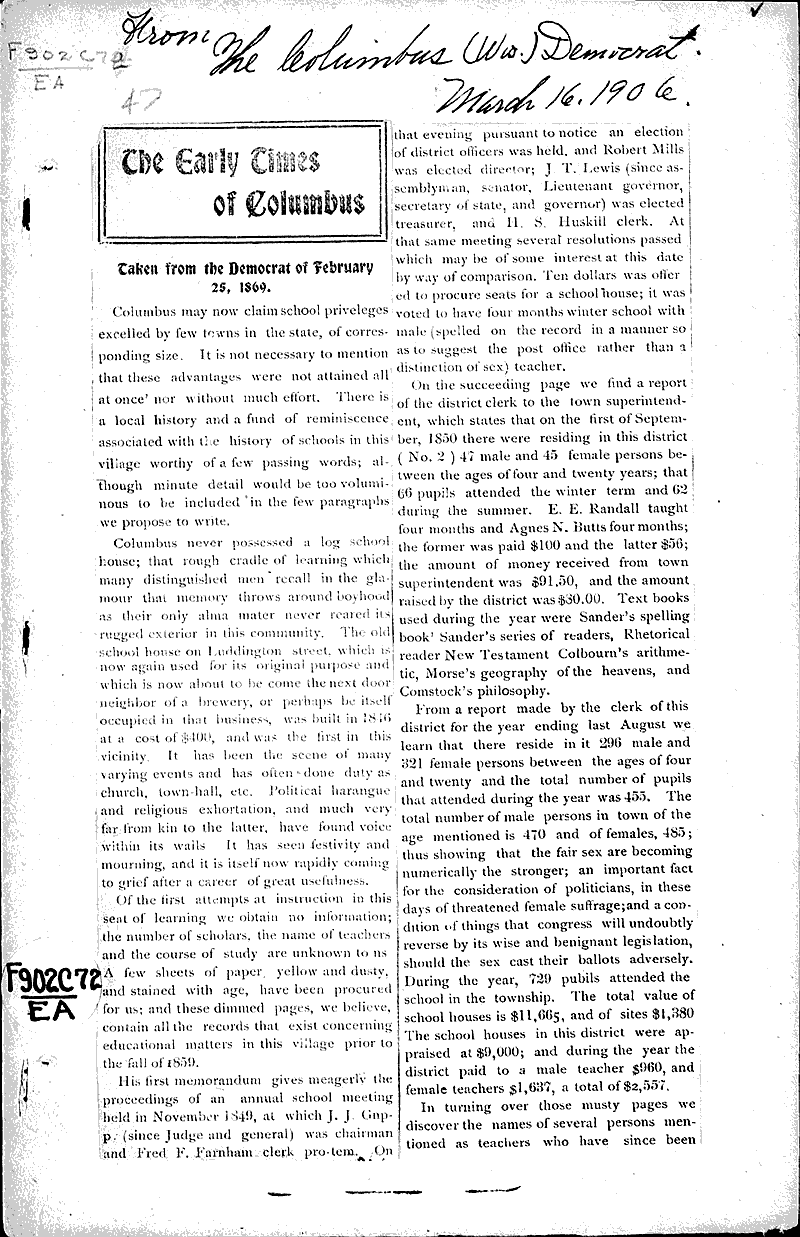  Source: Columbus Democrat Date: 1906-03-16