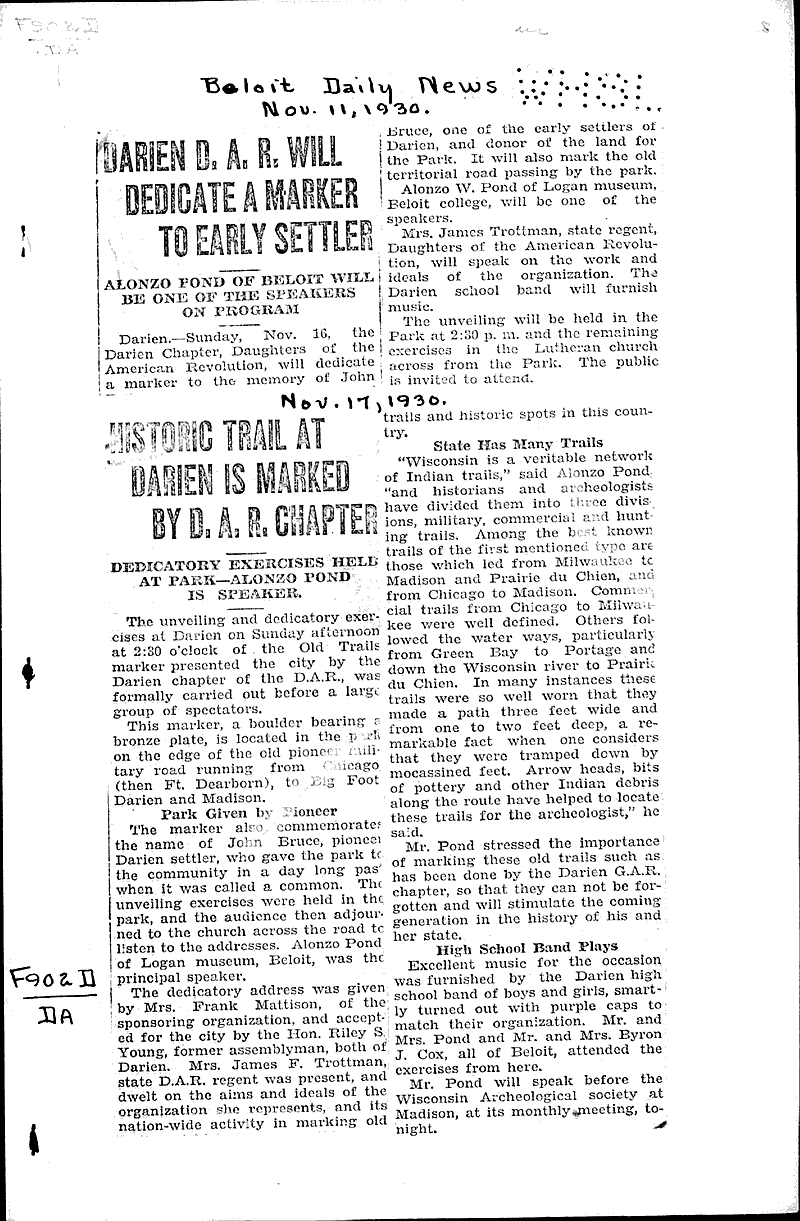  Source: Beloit Daily News Topics: Social and Political Movements Date: 1930-11-11