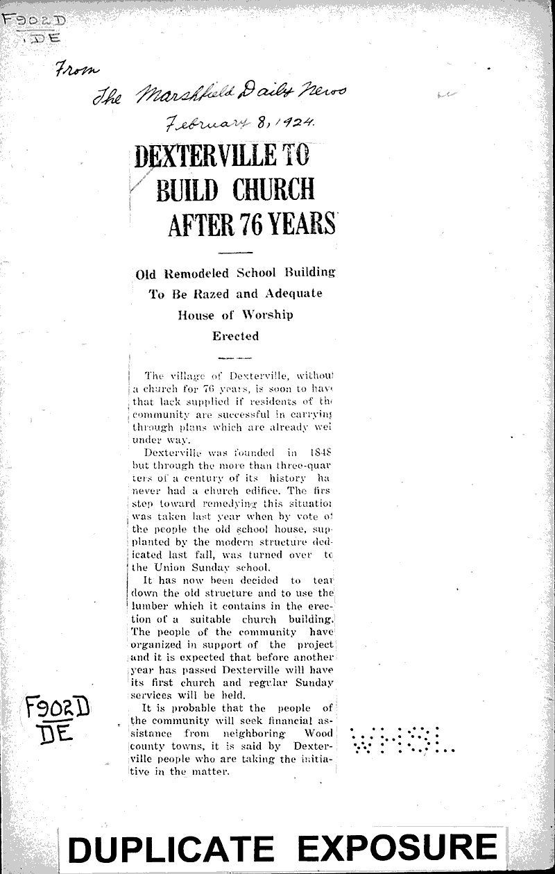  Source: Marshfield Daily News Topics: Architecture Date: 1924-02-08