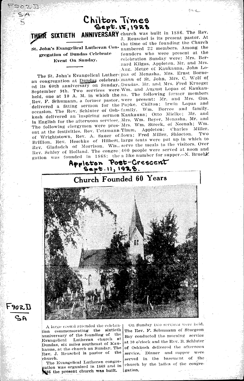  Source: Chilton Times Topics: Church History Date: 1928-09-15