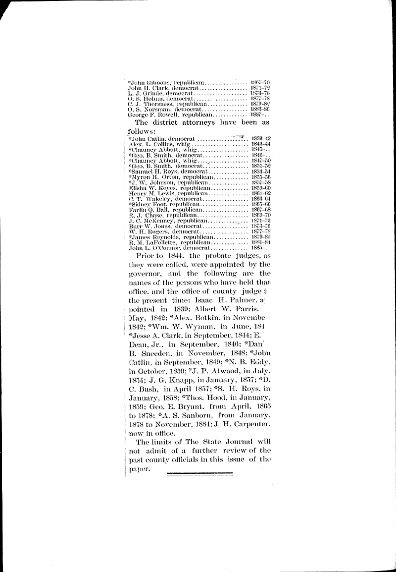  Source: Wisconsin State Journal Topics: Government and Politics Date: 1887-01-31