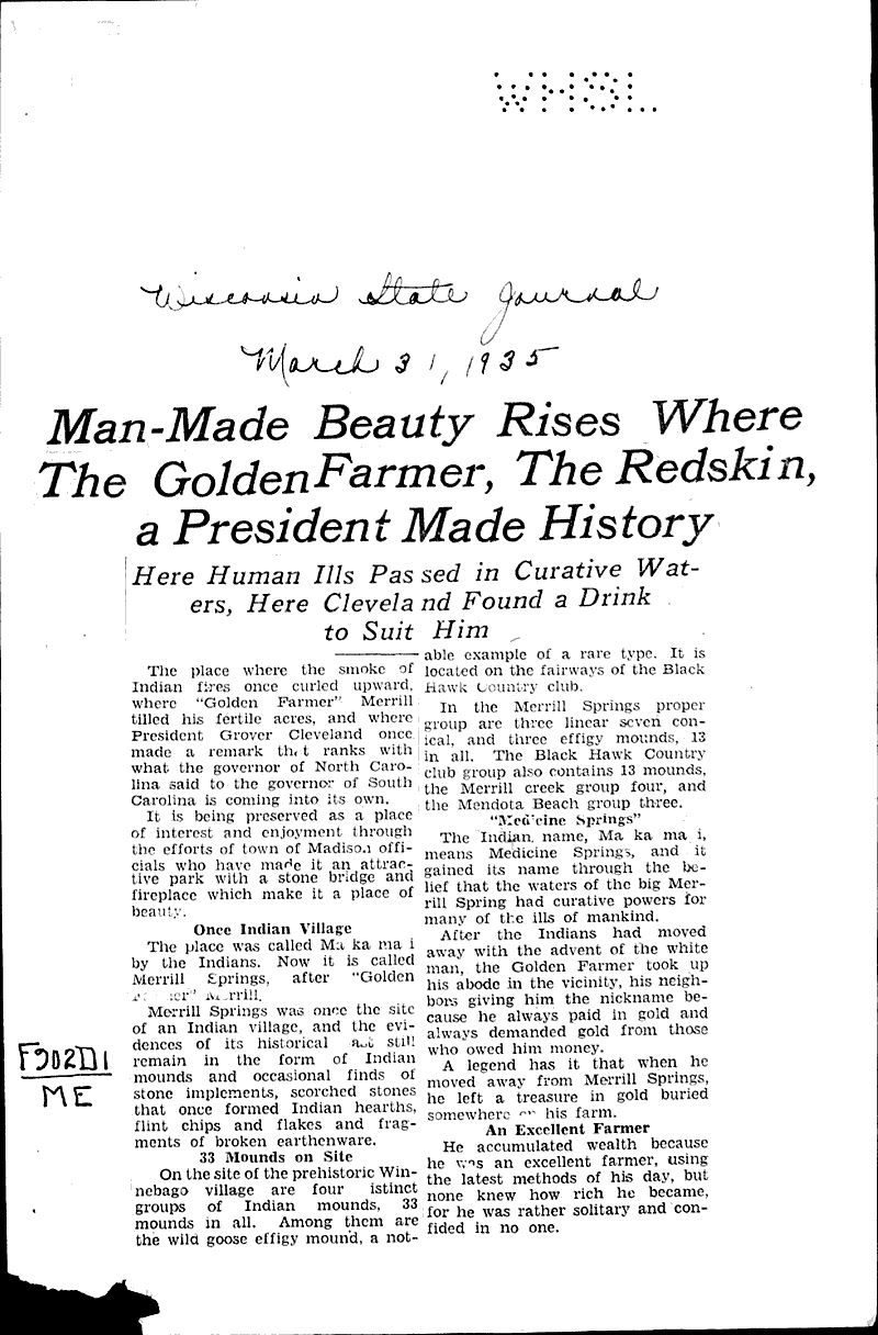  Source: Wisconsin State Journal Topics: Indians and Native Peoples Date: 1935-03-31