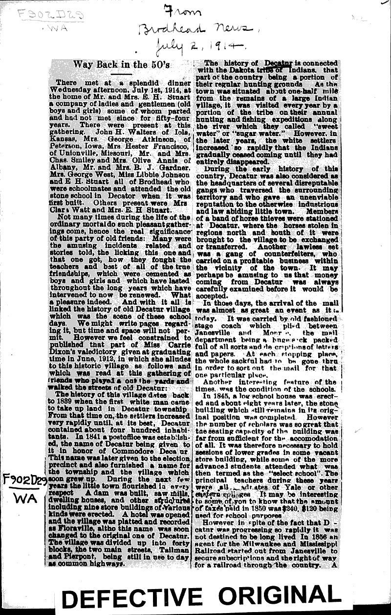 Way back in the 50's Newspaper Article/Clipping Wisconsin