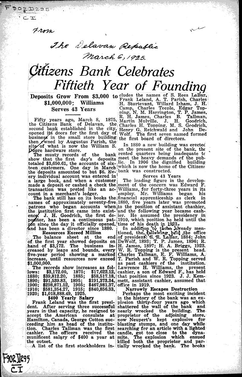  Source: Delavan Republican Topics: Industry Date: 1925-03-06