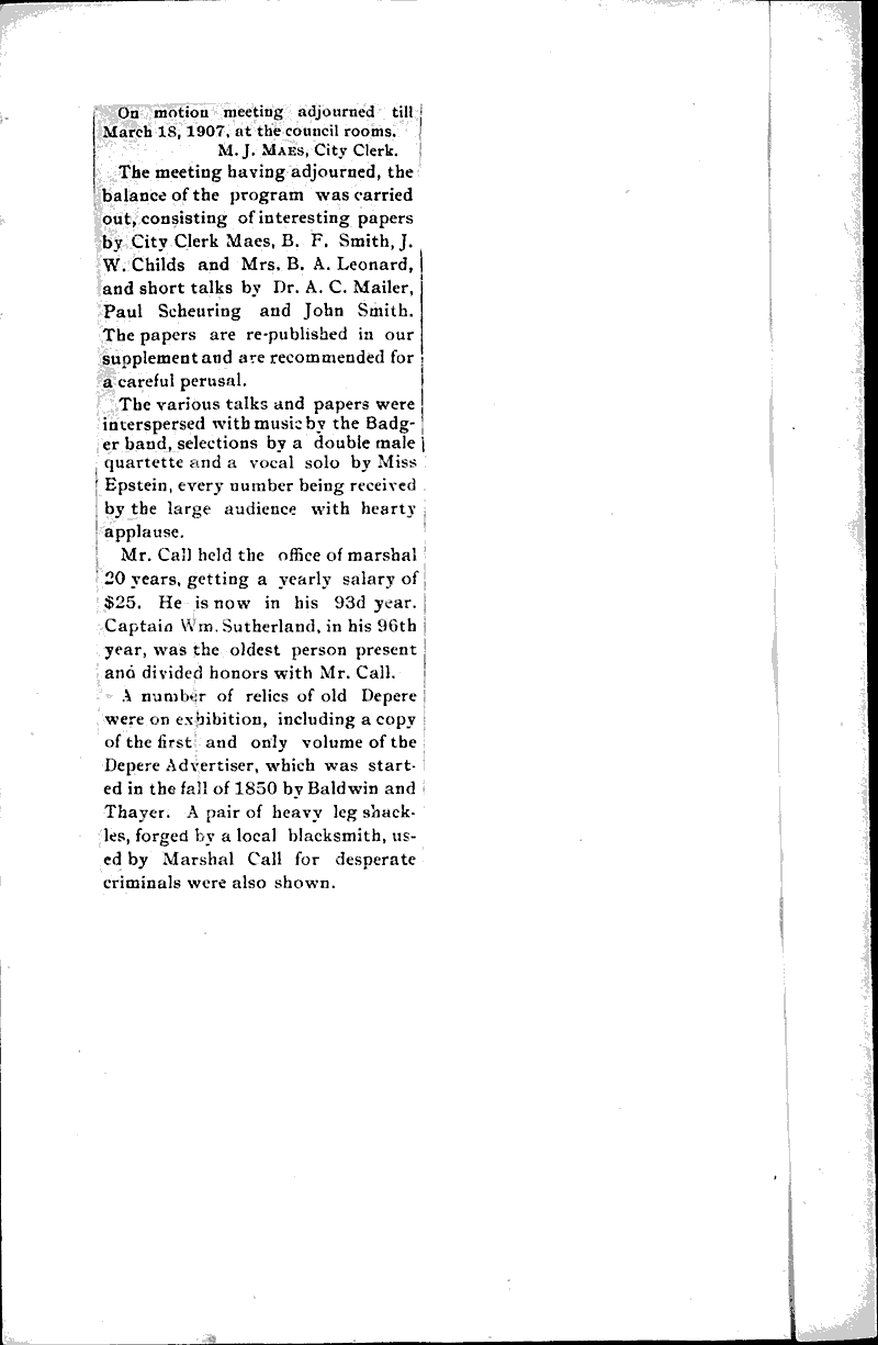  Source: De Pere Democrat Topics: Government and Politics Date: 1907-03-15
