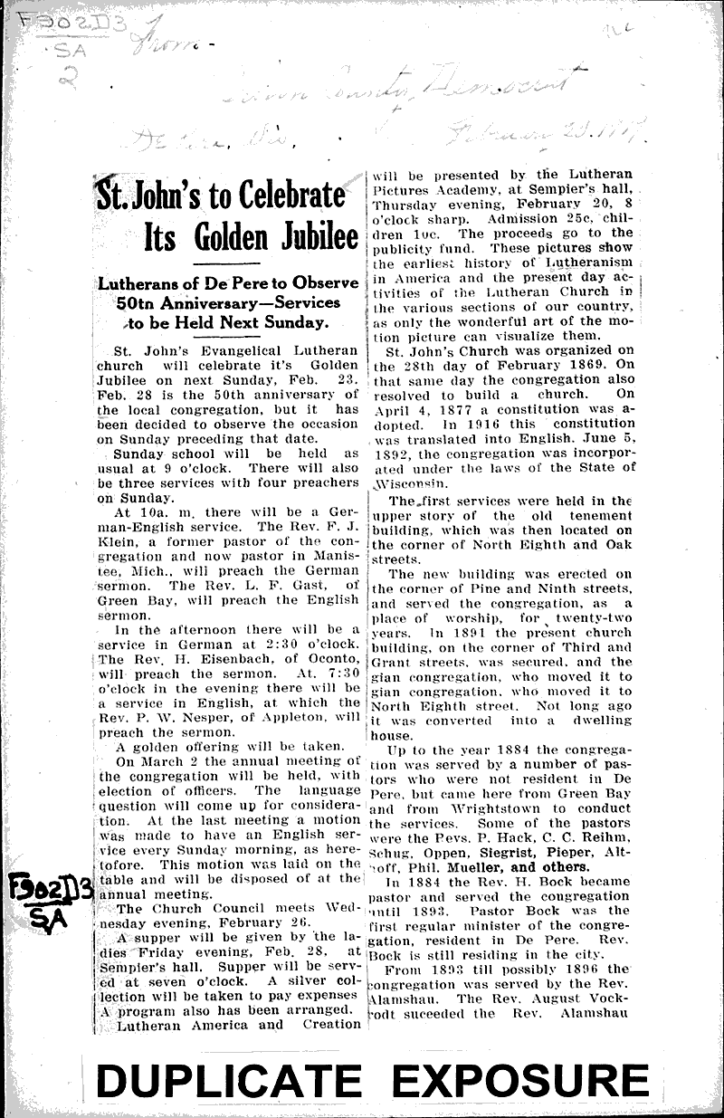  Source: Brown County Democrat Topics: Church History Date: 1919-02-28