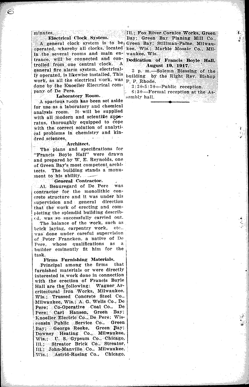  Source: De Pere Democrat Topics: Church History Date: 1917-08-17