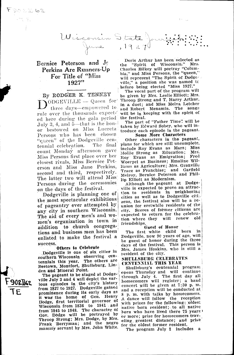 Source: Wisconsin State Journal Topics: Social and Political Movements Date: 1927-06-01