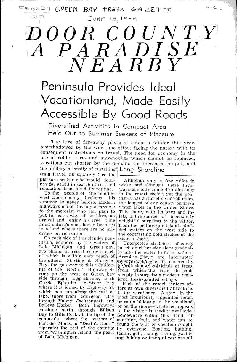  Source: Green Bay Press Gazette Topics: Voyages and Travels Date: 1942-06-13
