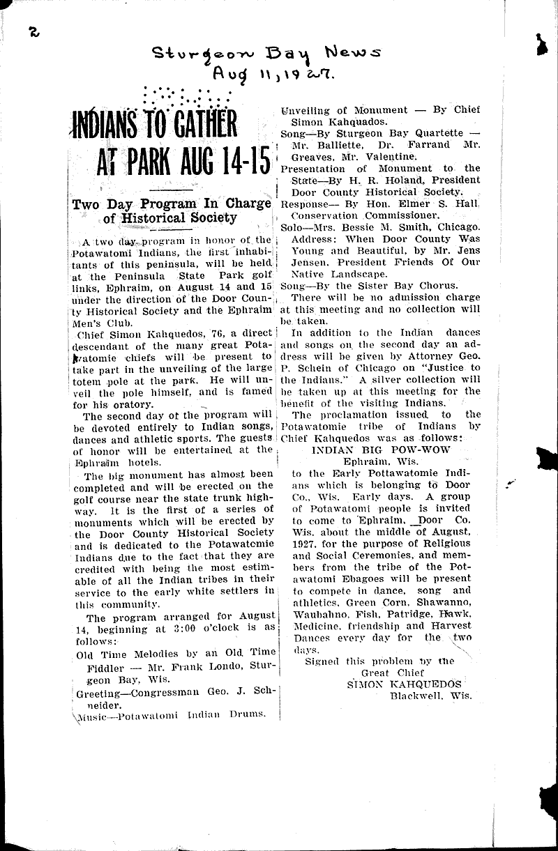  Source: Green Bay Gazette Topics: Indians and Native Peoples Date: 1927-08-01