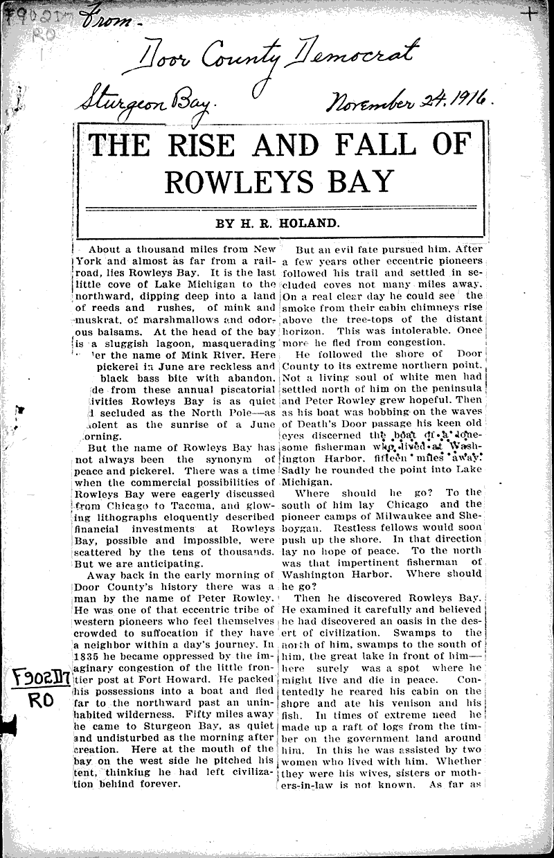  Source: Door County Democrat Topics: Industry Date: 1916-11-24