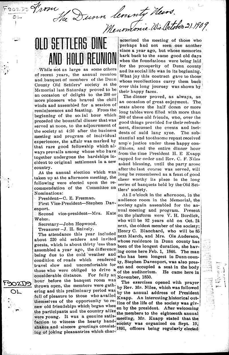  Source: Dunn County News Topics: Education Date: 1909-10-21