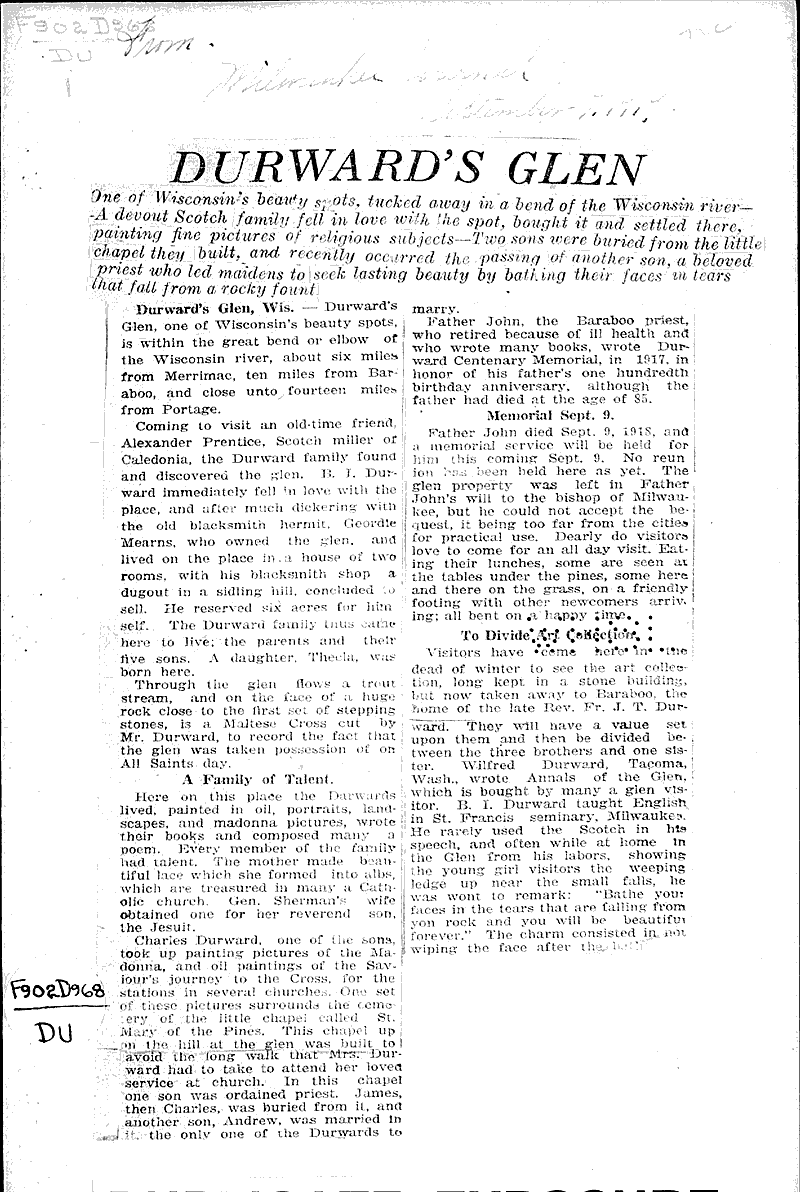  Source: Milwaukee Journal Topics: Art and Music Date: 1919-09-07