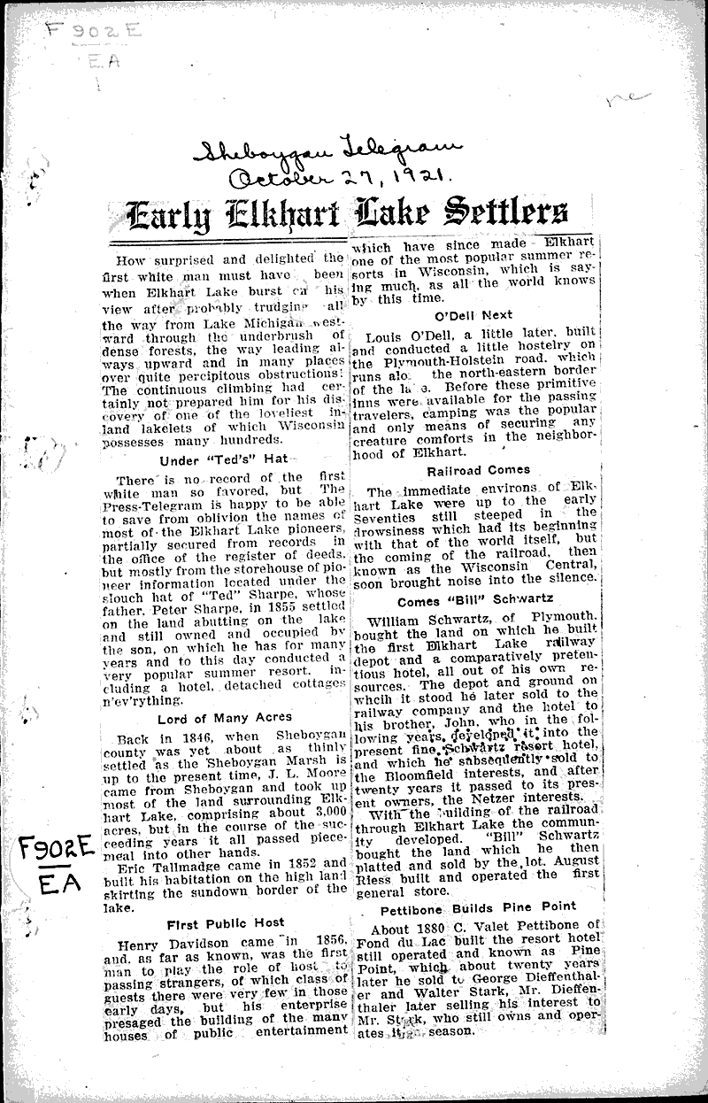  Source: Sheboygan Telegram Topics: Voyages and Travels Date: 1921-10-27