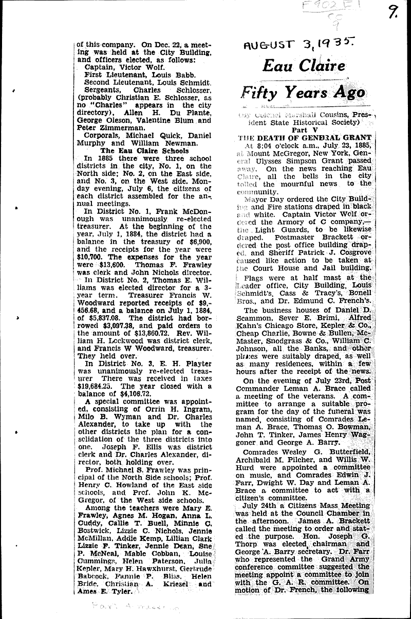 Source: Eau Claire Telegram Topics: Civil War Date: 1935-08-03