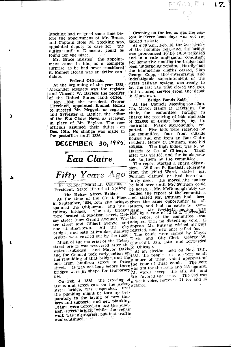  Source: Eau Claire Telegram Topics: Civil War Date: 1935-08-03