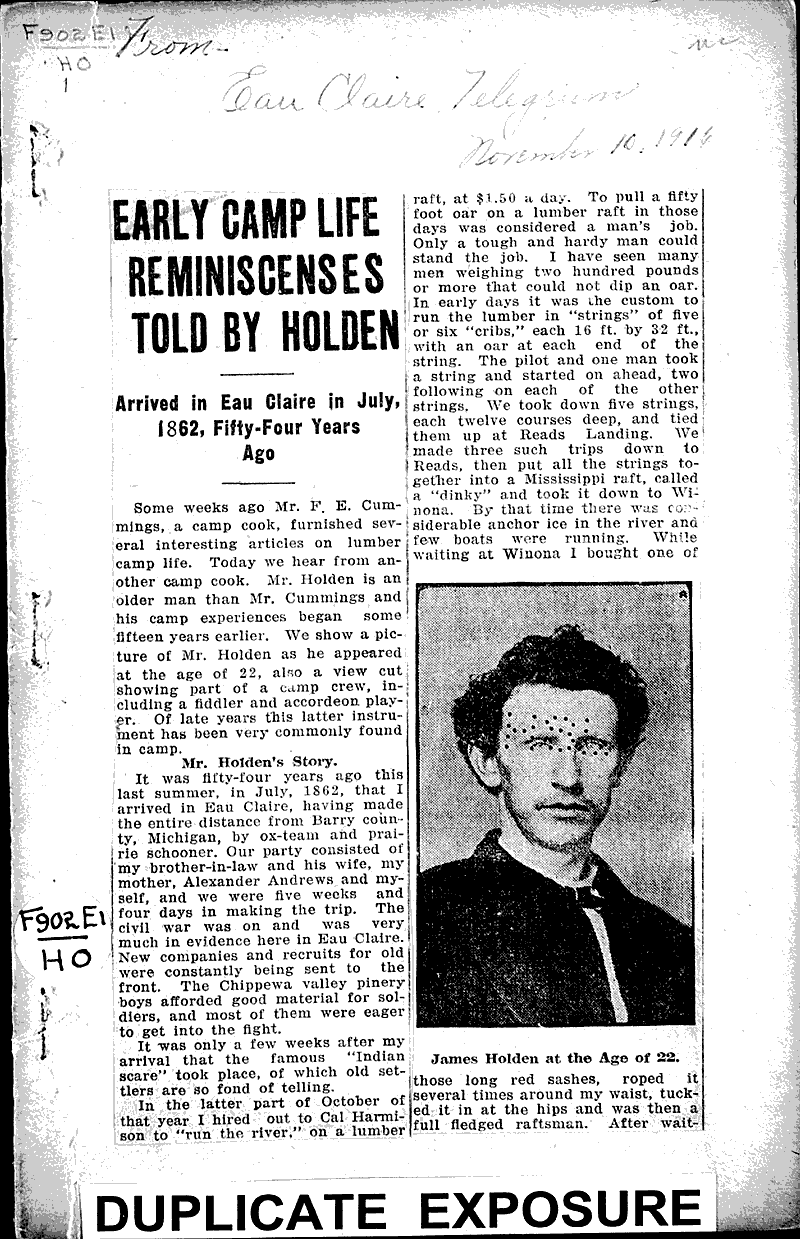  Source: Eau Claire Telegram Topics: Civil War Date: 1916-11-10