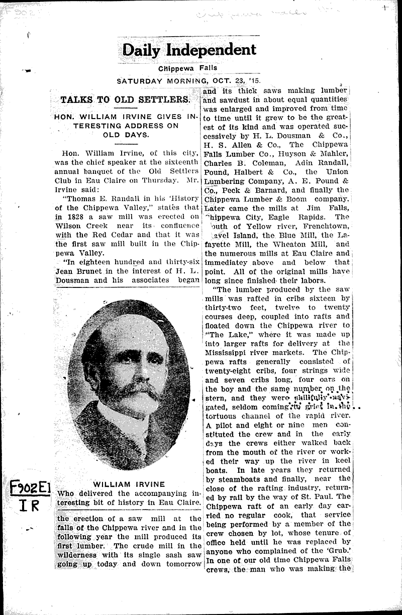  Source: Chippewa Falls Independent Topics: Immigrants Date: 1915-10-23