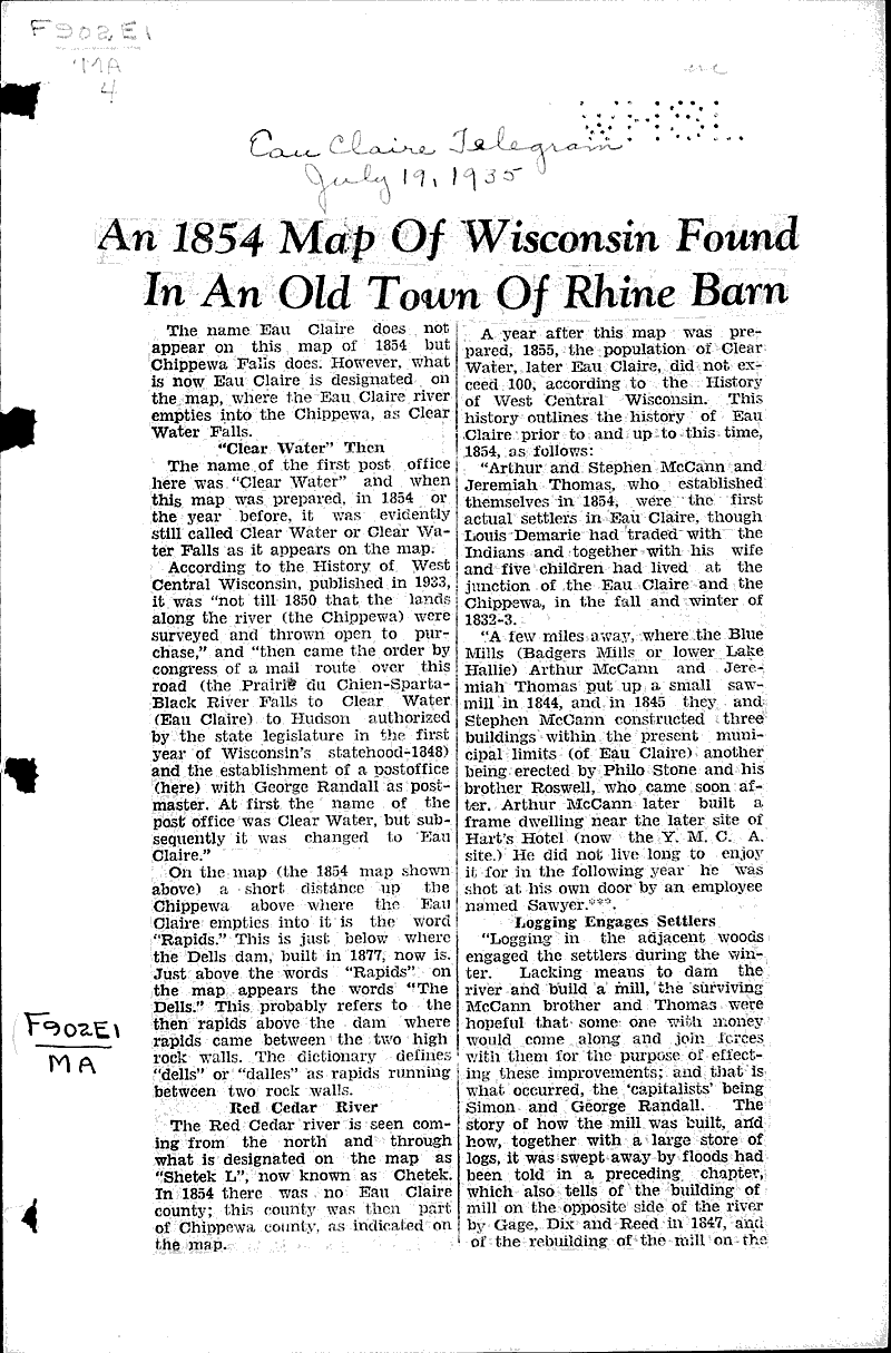  Source: Eau Claire Telegram Date: 1935-07-19