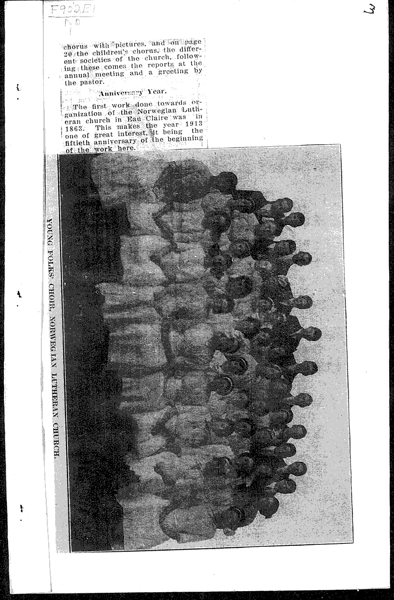  Source: Eau Claire Telegram Topics: Church History Date: 1913-02-13