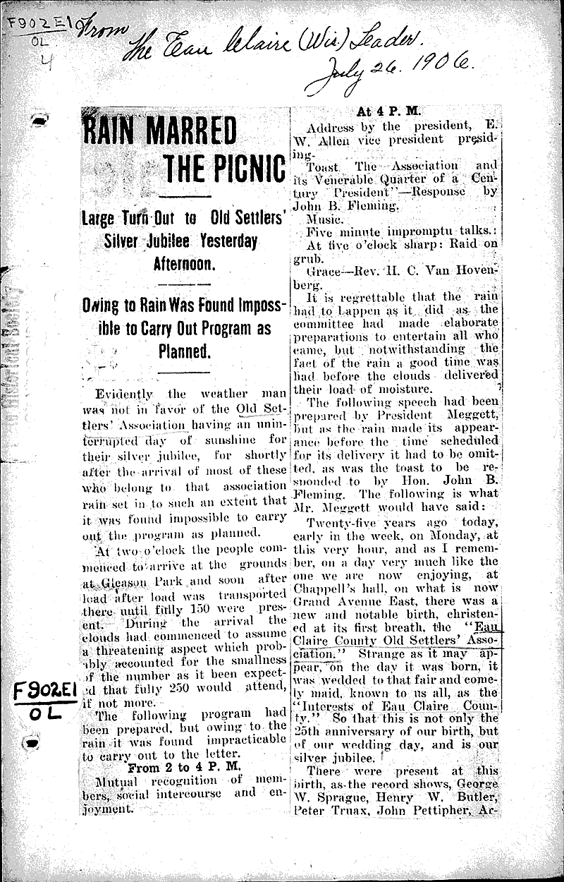  Source: Eau Claire Leader Topics: Social and Political Movements Date: 1906-07-26