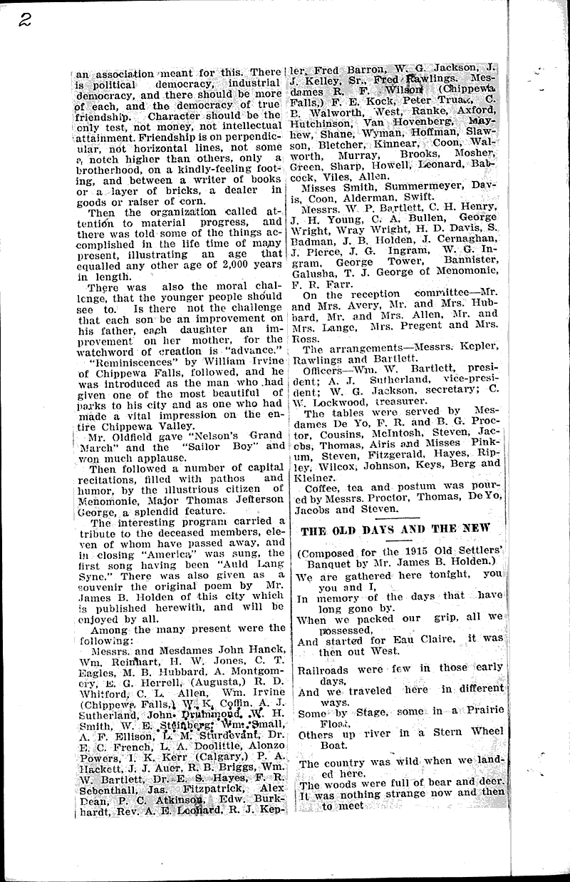 The old days and the new Source: Eau Claire Leader Topics: Social and Political Movements Date: 1915-10-21