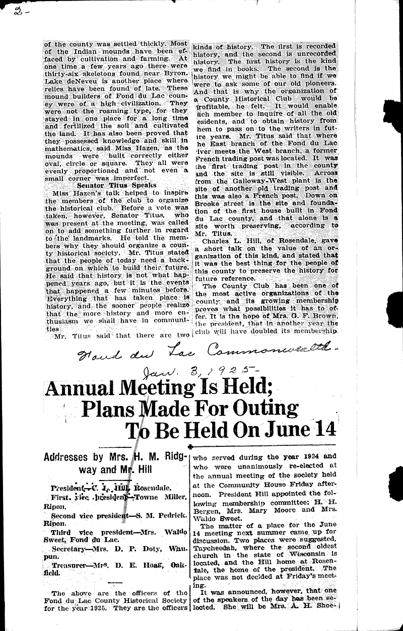  Source: Fond du Lac Commonwealth Topics: Social and Political Movements Date: 1925-01-03