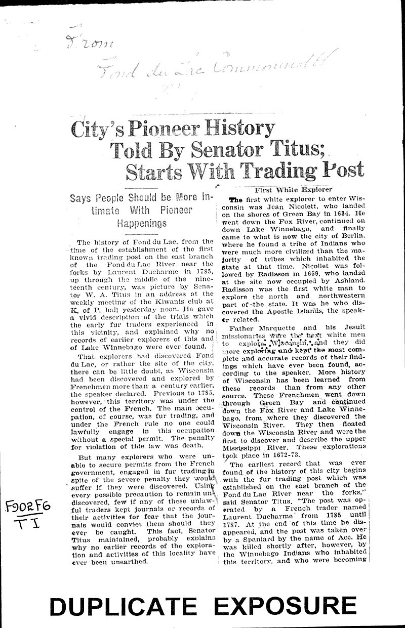  Source: Fond du Lac Commonwealth Date: 1925-05-06