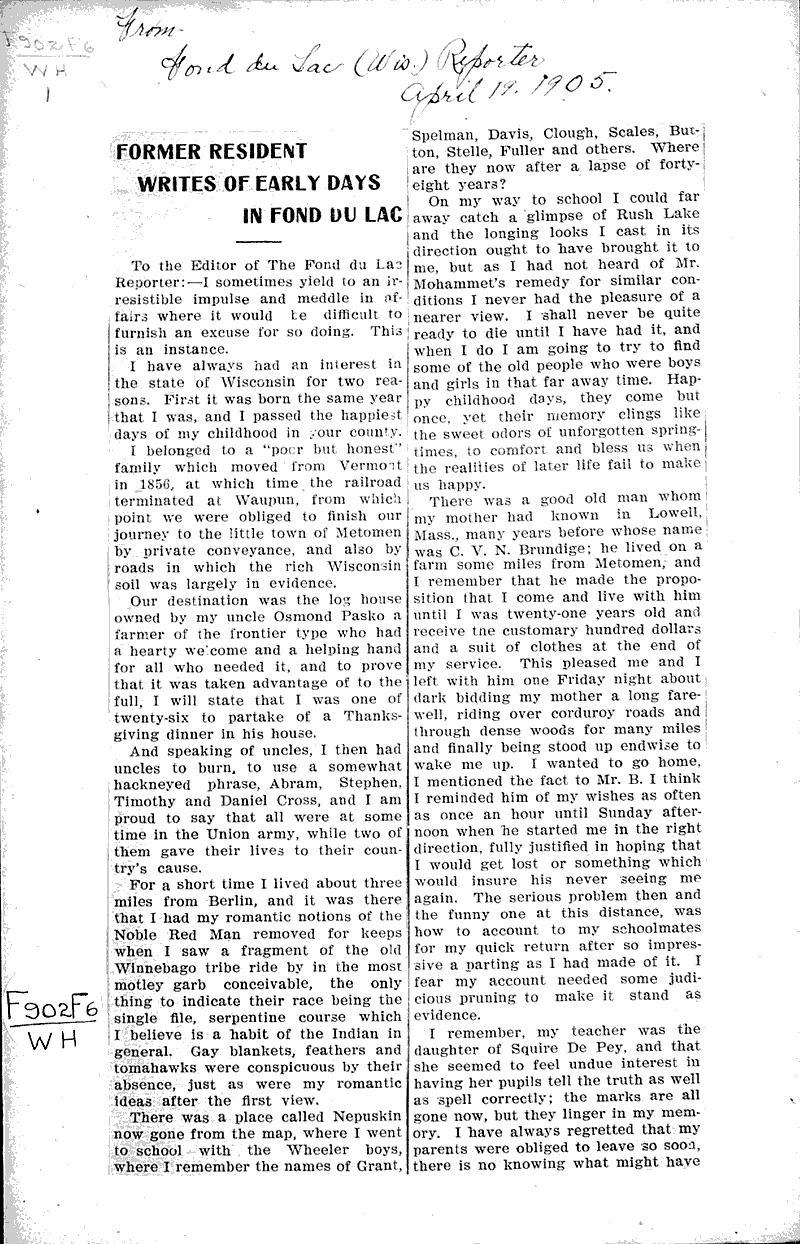  Source: Fond du Lac Daily Reporter Date: 1905-04-19