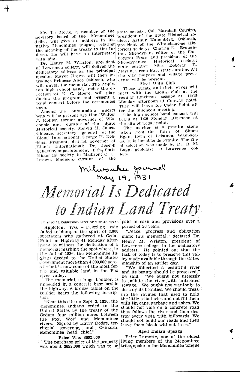  Source: Wausau Record-Herald Topics: Indians and Native Peoples Date: 1931-03-18