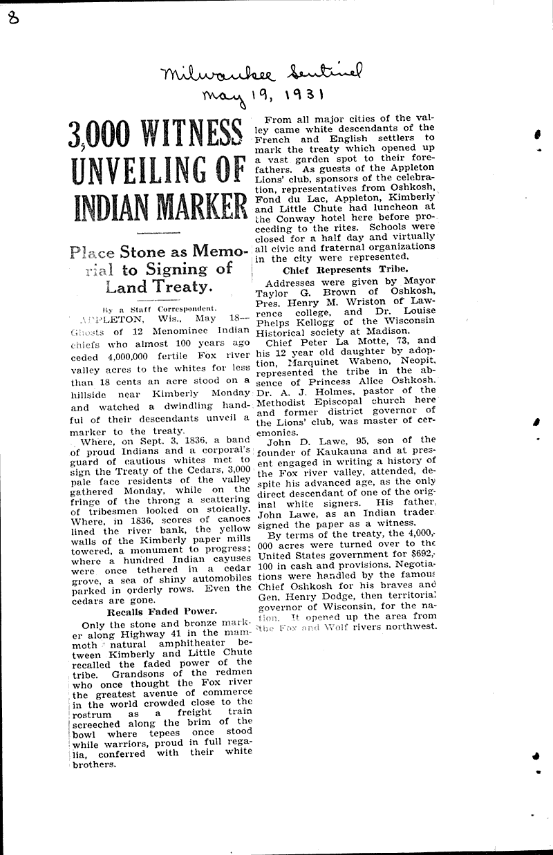  Source: Wausau Record-Herald Topics: Indians and Native Peoples Date: 1931-03-18