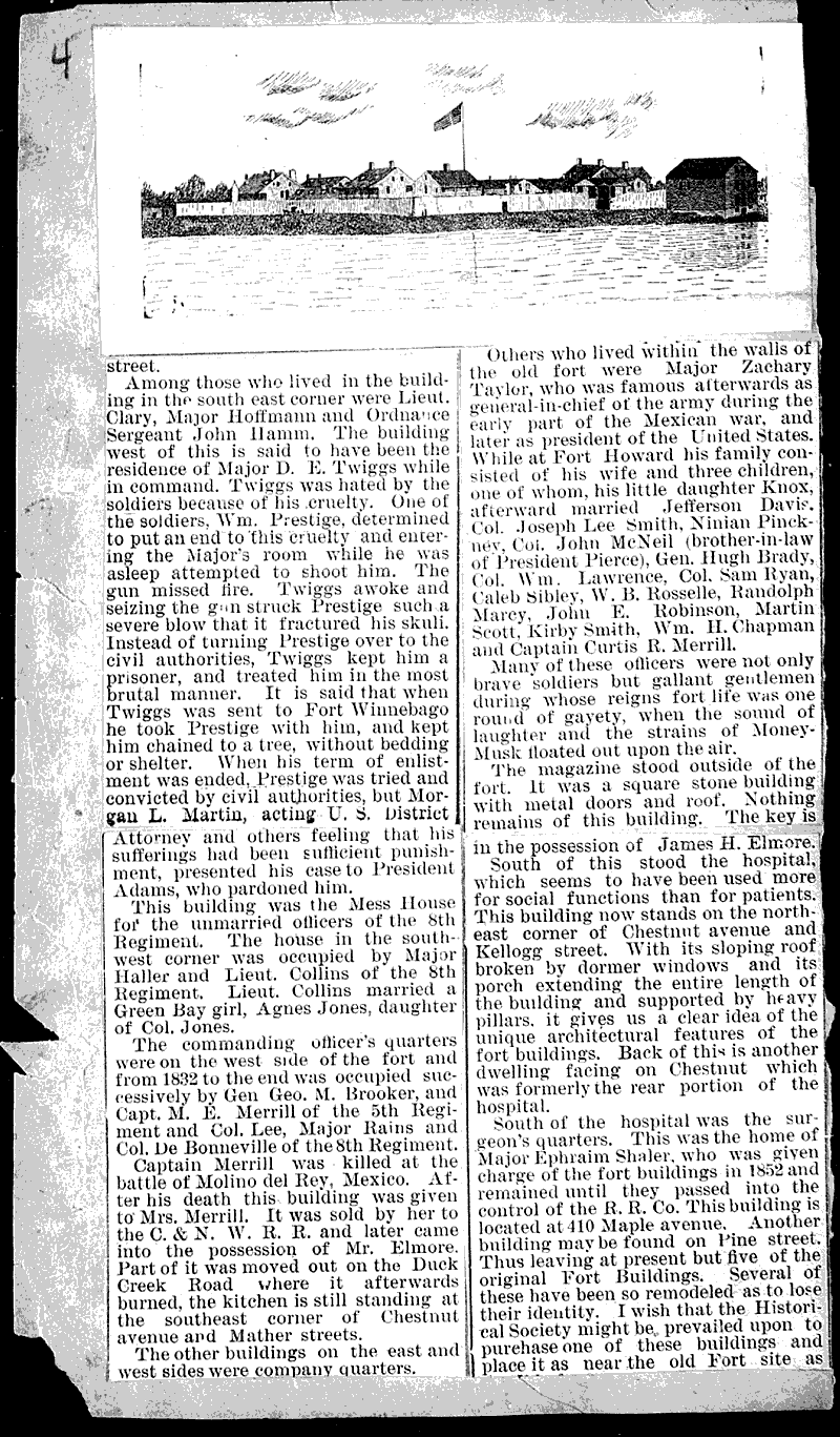 History of the Fort building Newspaper Article/Clipping Wisconsin