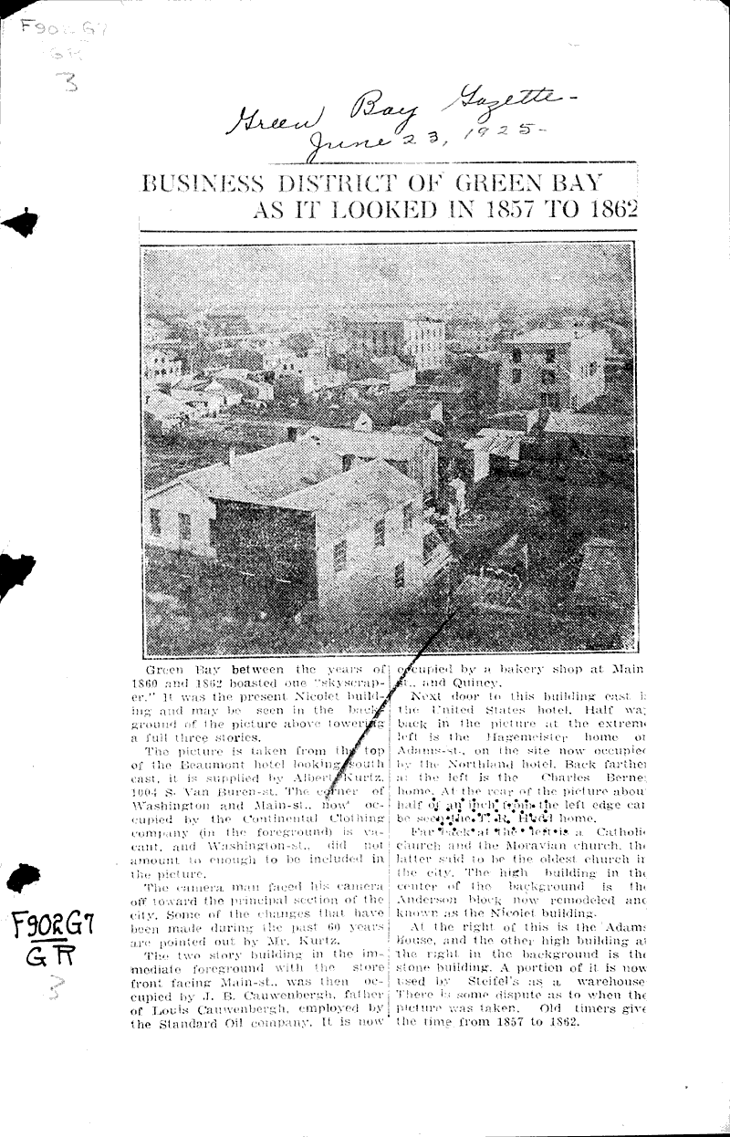  Source: Green Bay Gazette Topics: Architecture Date: 1925-06-23