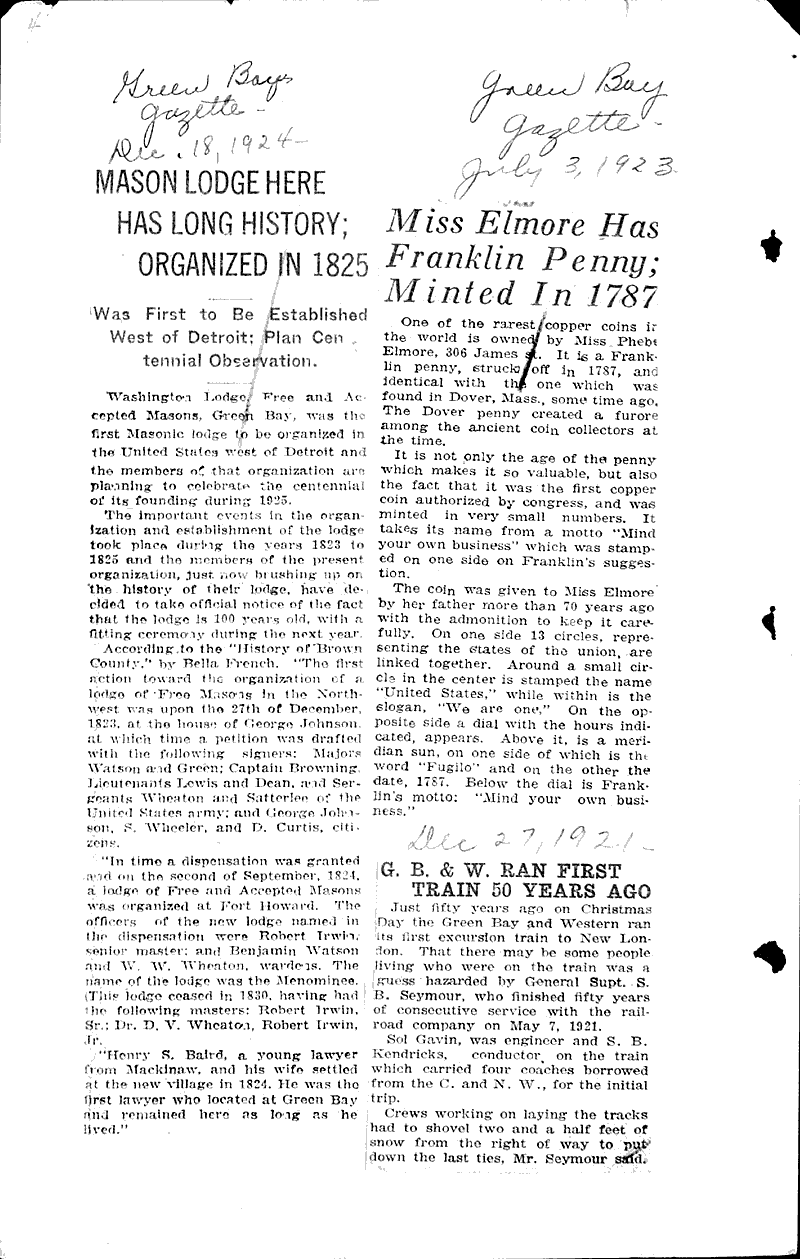  Source: Green Bay Gazette Topics: Architecture Date: 1925-06-23
