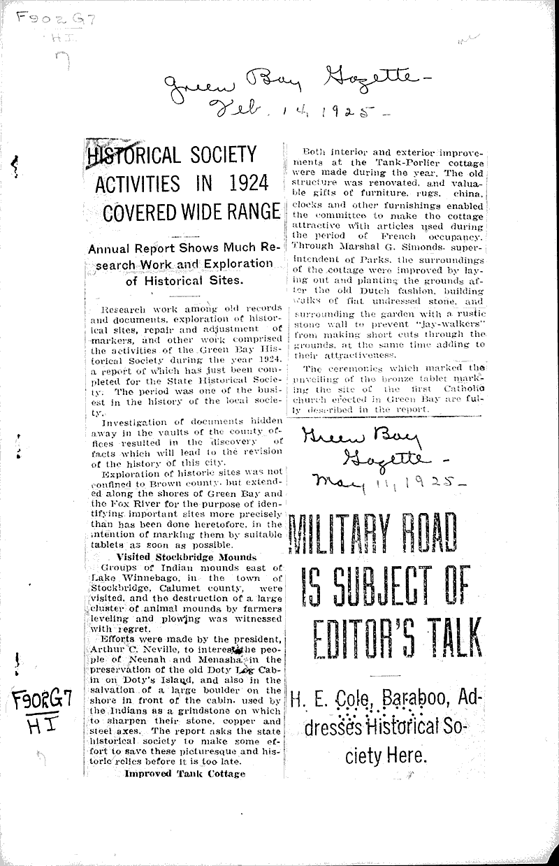  Source: Green Bay Gazette Topics: Education Date: 1925-02-14
