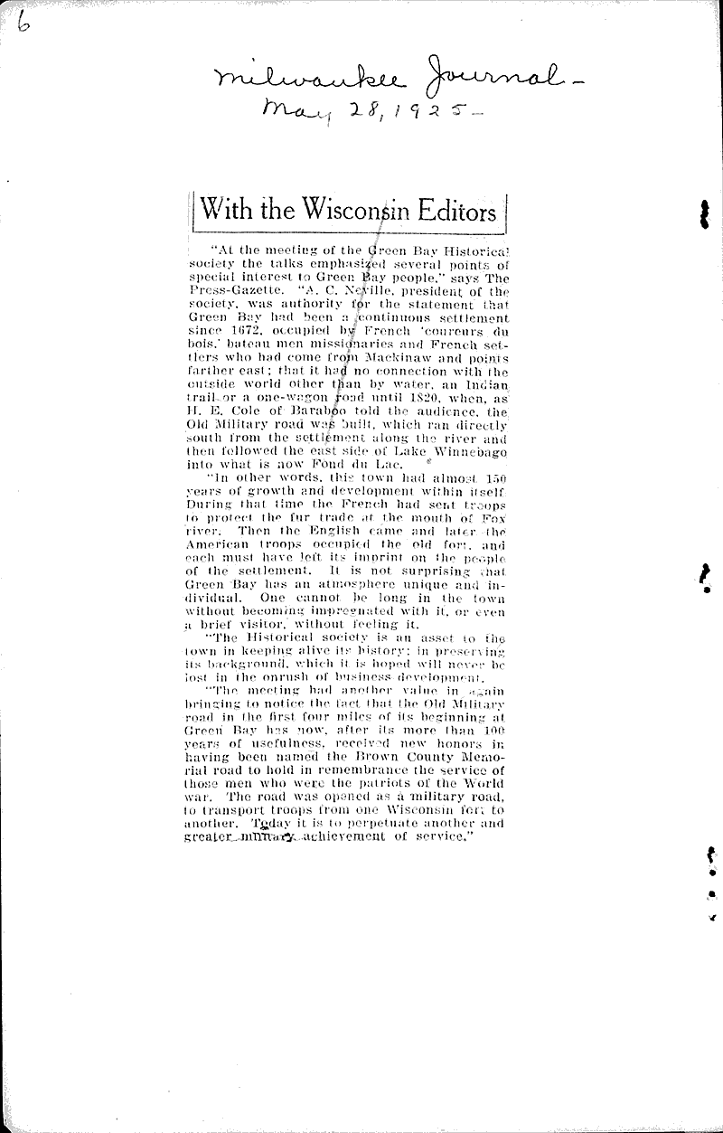  Source: Green Bay Gazette Topics: Education Date: 1925-02-14