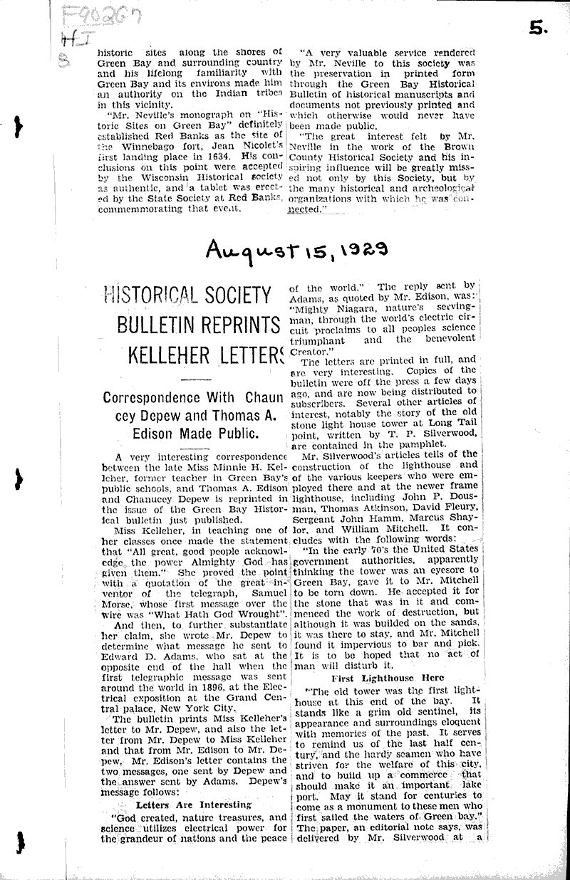  Source: Green Bay Press Gazette Topics: Education Date: 1927-08-17