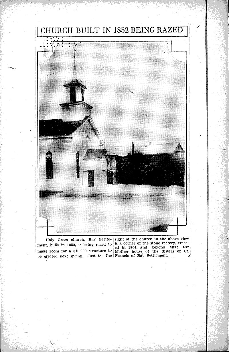 79 year old church will be replaced Newspaper Article/Clipping