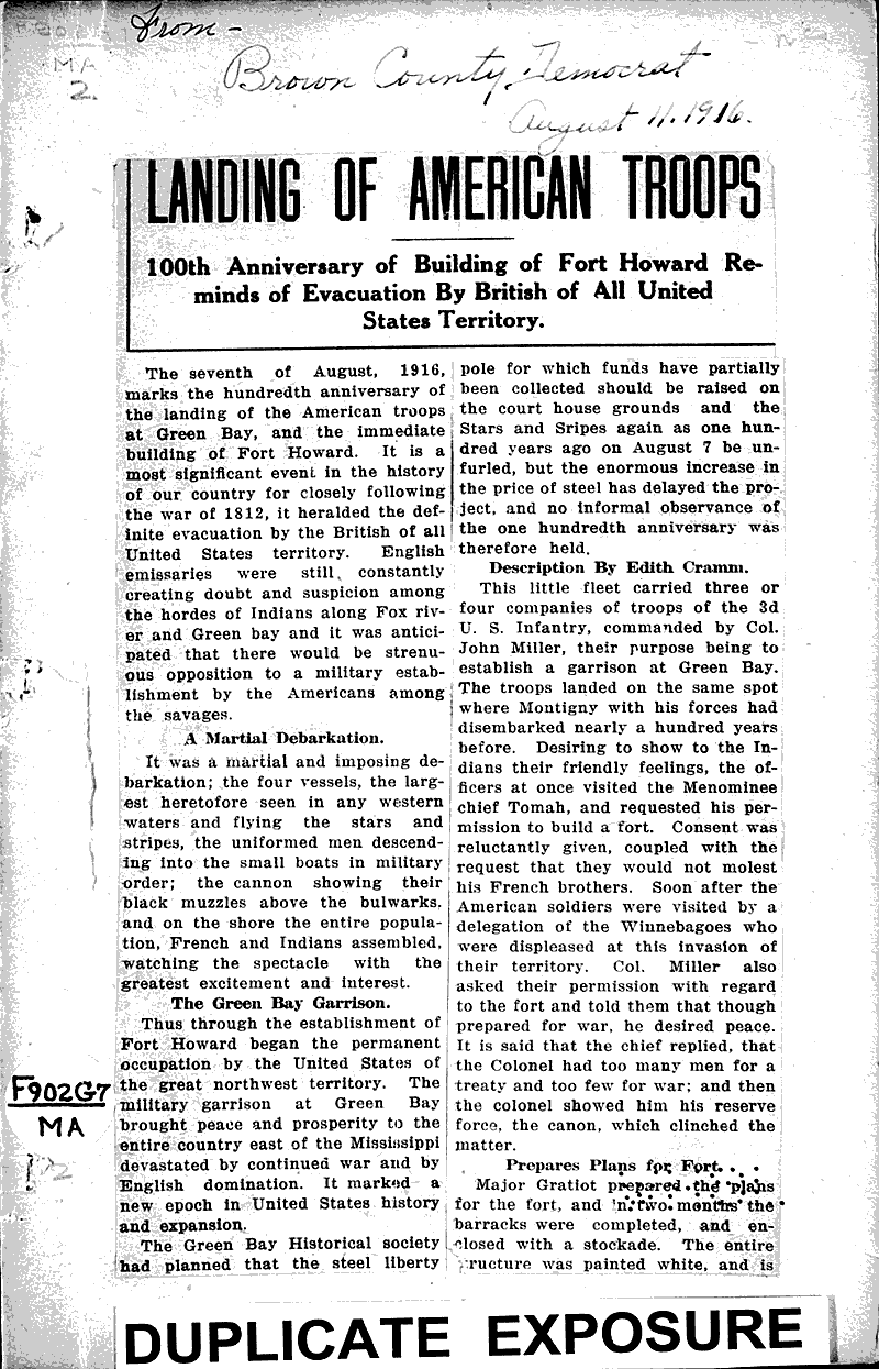 Source: Brown County Democrat Topics: Architecture Date: 1916-08-11