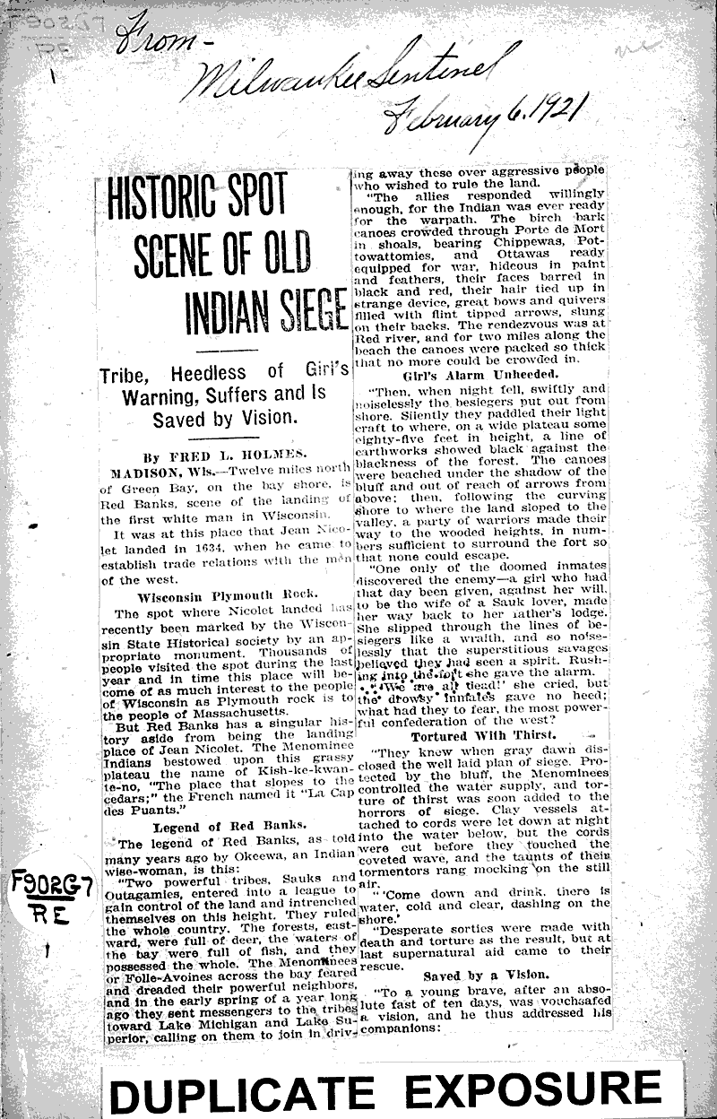  Source: Milwaukee Sentinel Topics: Indians and Native Peoples Date: 1921-02-06
