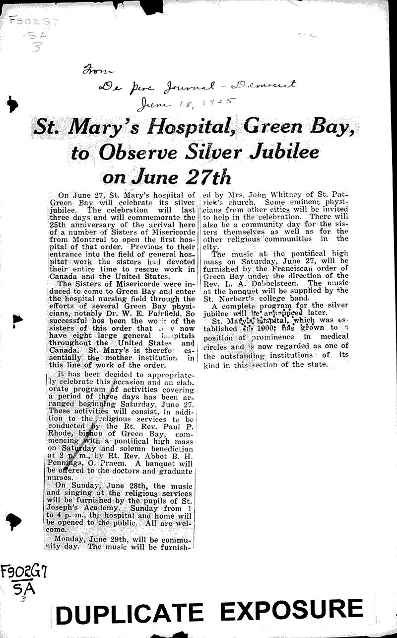  Source: De Pere Journal-Democrat Topics: Architecture Date: 1925-06-18