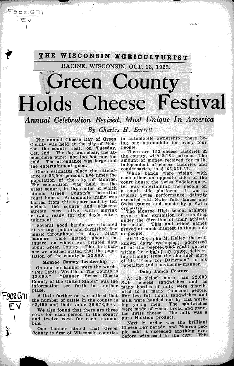  Source: Wisconsin Agriculturist and Farmer Topics: Agriculture Date: 1923-10-13