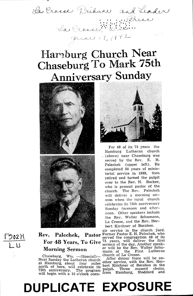 Hamburg church near Chaseburg to mark 75th anniversary Sunday