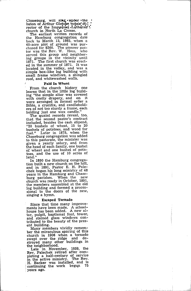 Hamburg church near Chaseburg to mark 75th anniversary Sunday