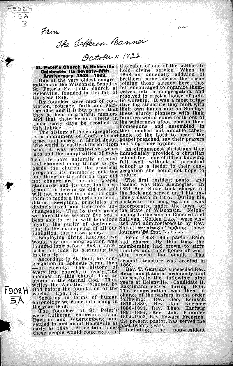  Source: Jefferson Banner Topics: Church History Date: 1922-10-11