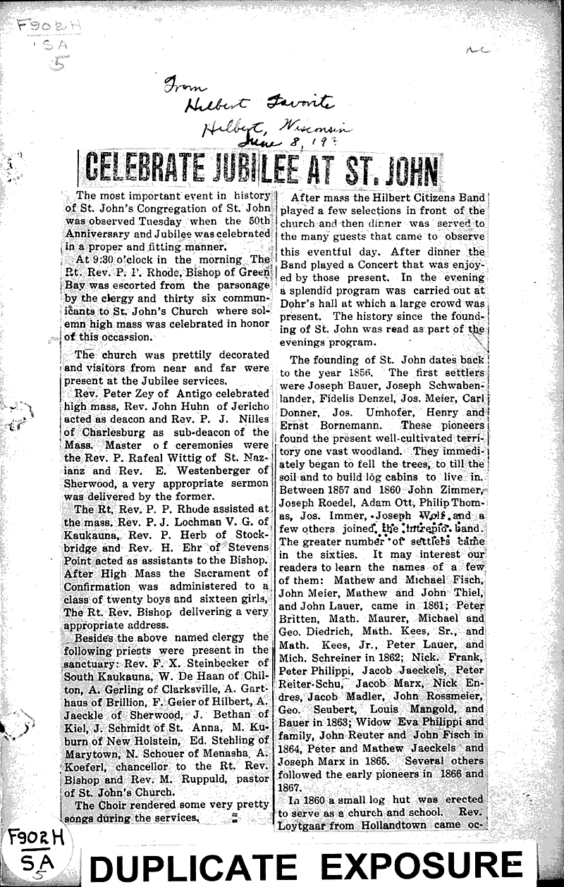  Source: Hilbert Favorite Topics: Church History Date: 1906-06-08