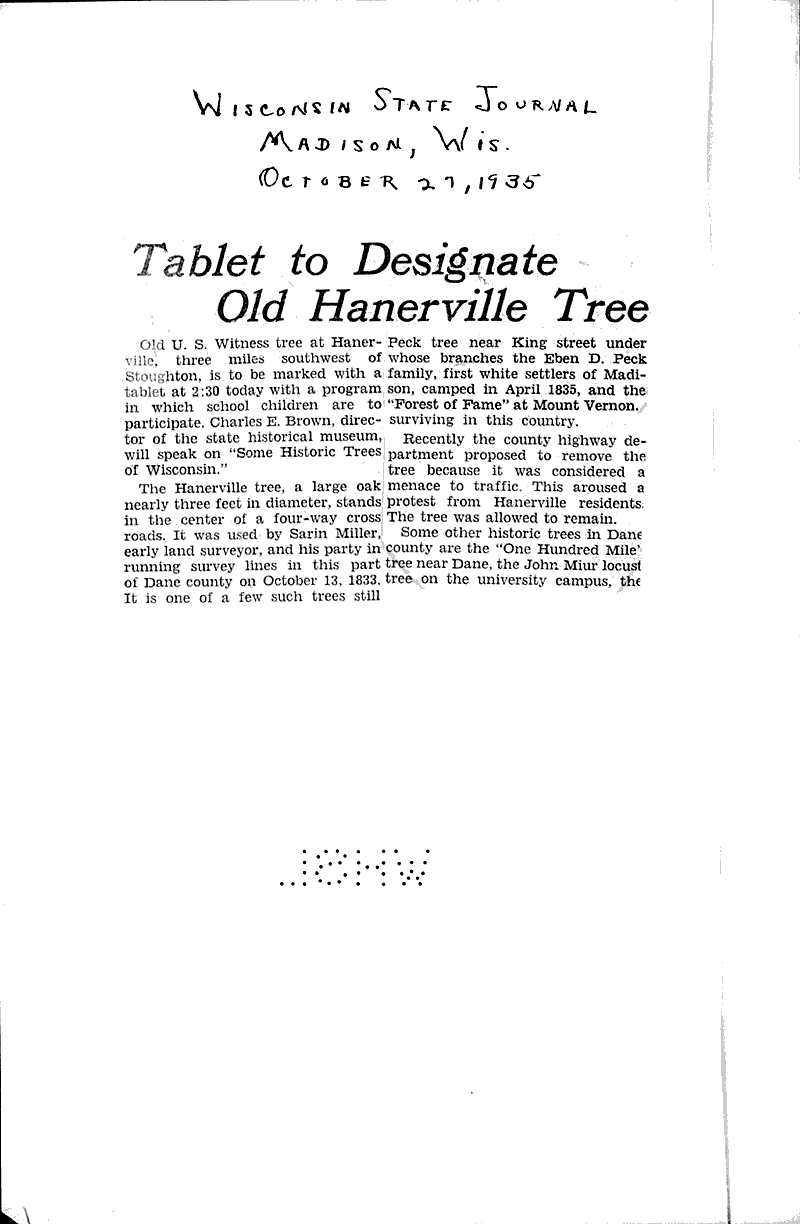  Source: Wisconsin State Journal Topics: Architecture Date: 1935-10-27